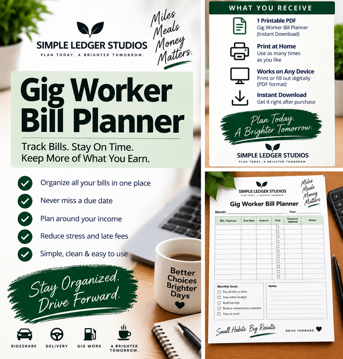 Gig Worker Bill Planner features