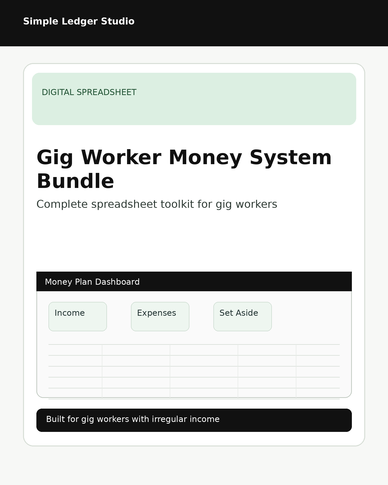 Gig Worker Money System Bundle cover by Simple Ledger Studio