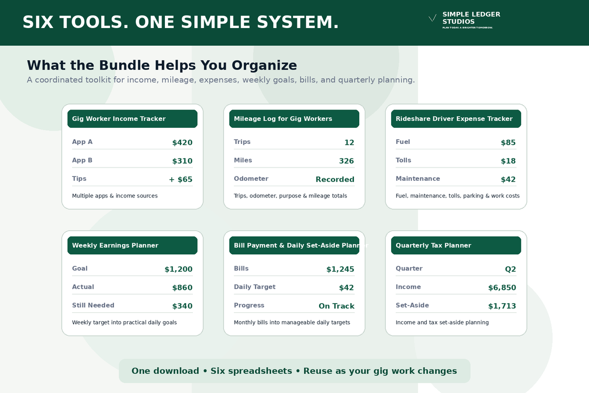 Gig Worker Money Tracker Bundle system overview