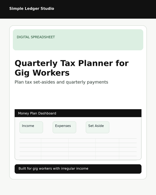 Quarterly Tax Planner for Gig Workers cover by Simple Ledger Studio