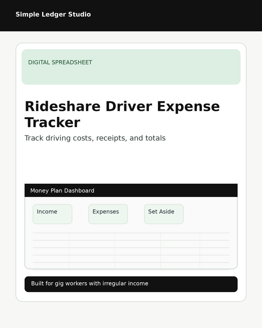 Rideshare Driver Expense Tracker cover by Simple Ledger Studio