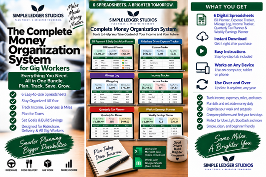 Simple Ledger Studios Gig Worker Money System Bundle - 6 spreadsheets