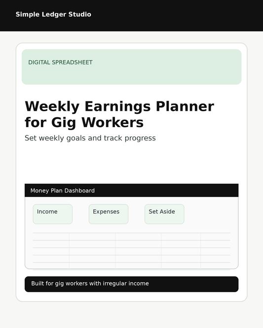 Weekly Earnings Planner for Gig Workers cover by Simple Ledger Studio